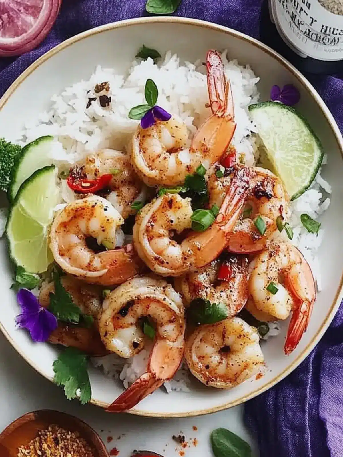 Spiced Garlic Shrimp Over Coconut Rice