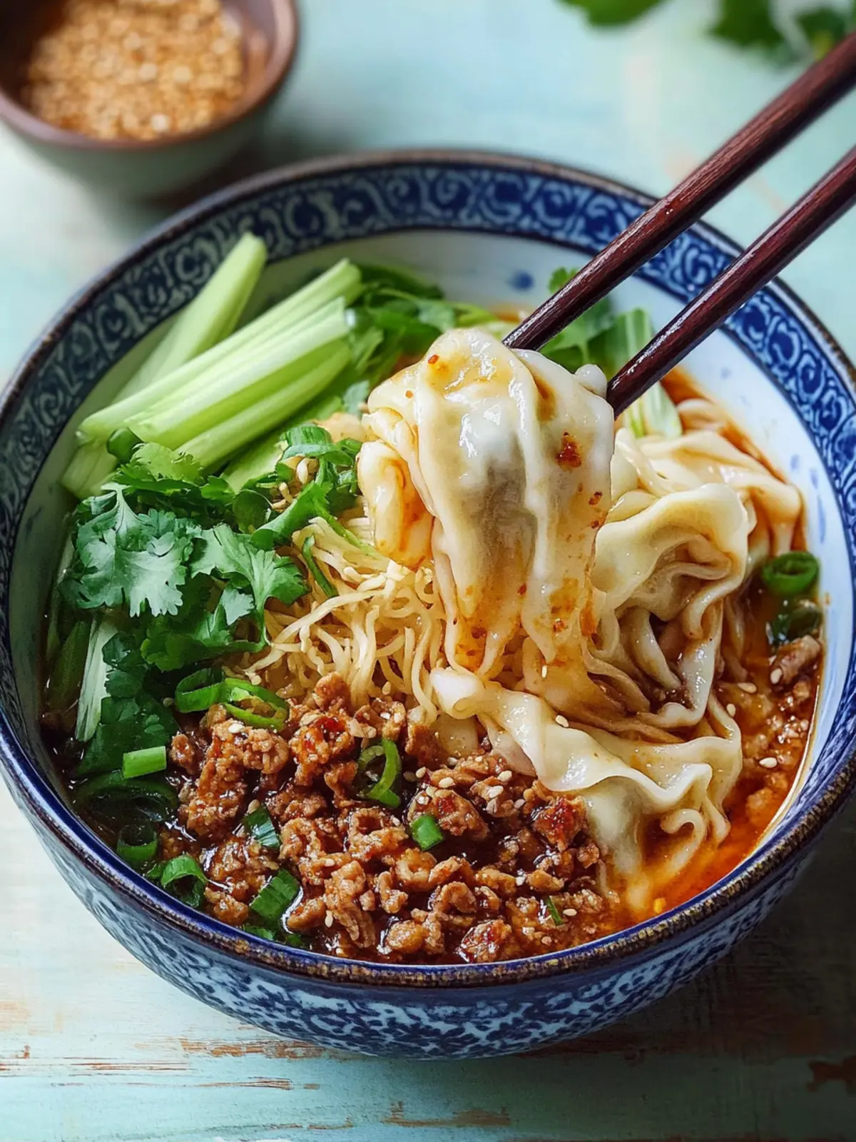 Spicy Pork Hand Pulled Dumpling Wrapper Noodles
