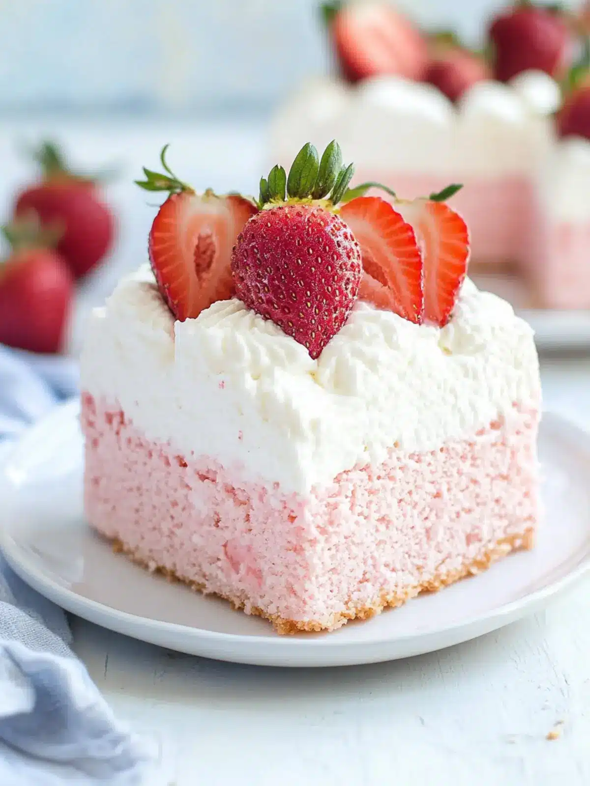 3 Ingredient No Bake Strawberry Cloud Cake
