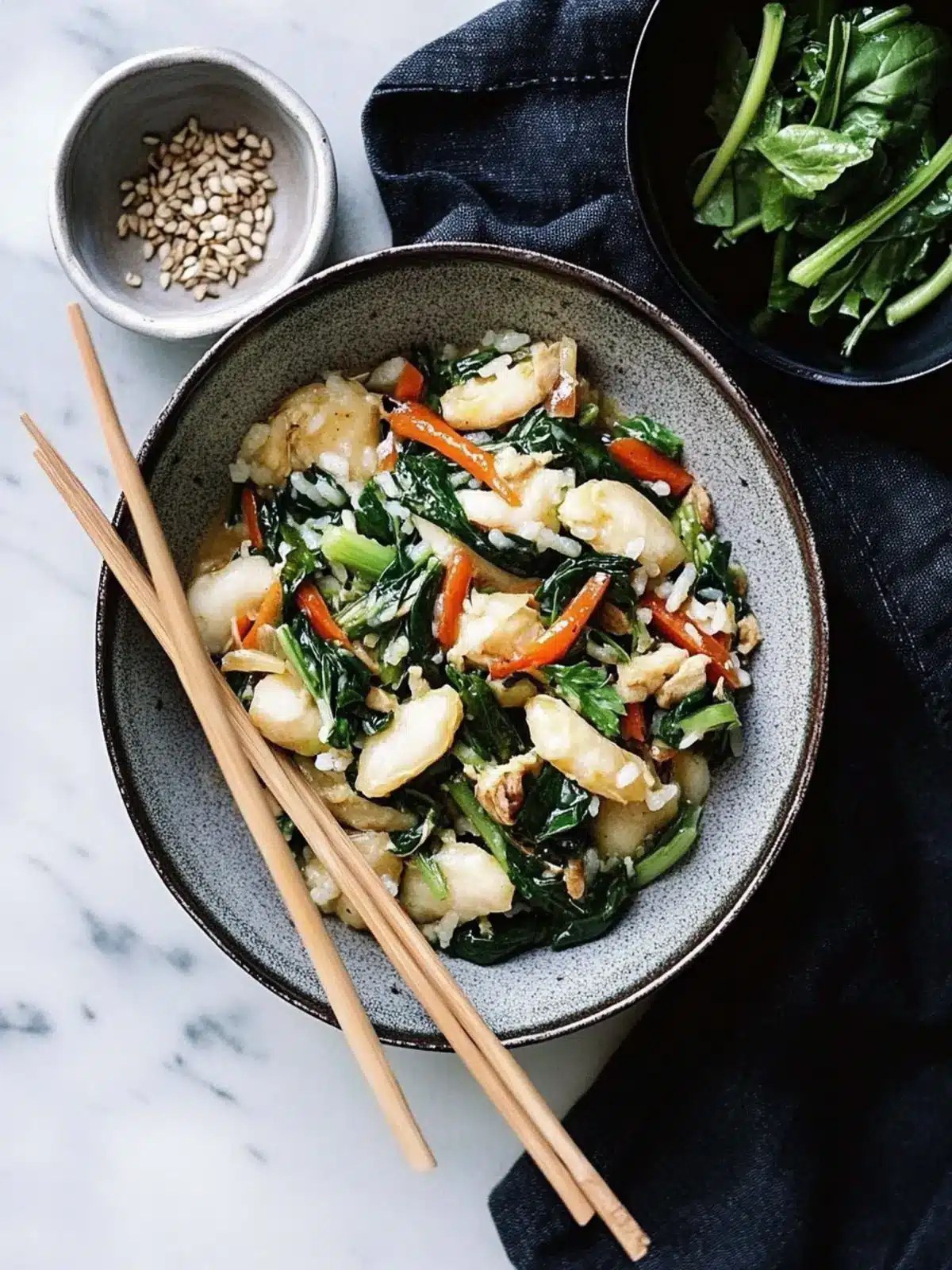 Shanghai Rice Cake Stir-fry w/ Shepherd s Purse