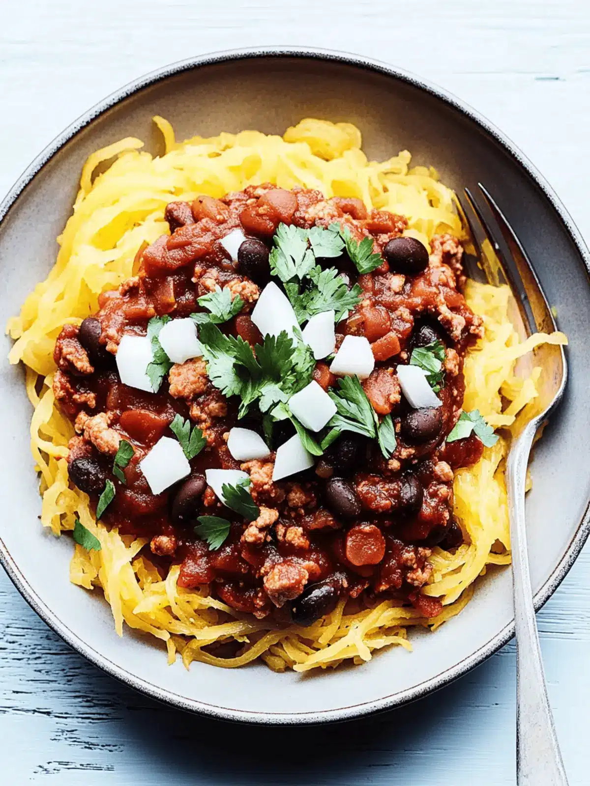 Spiced Turkey Chili with Spaghetti Squash