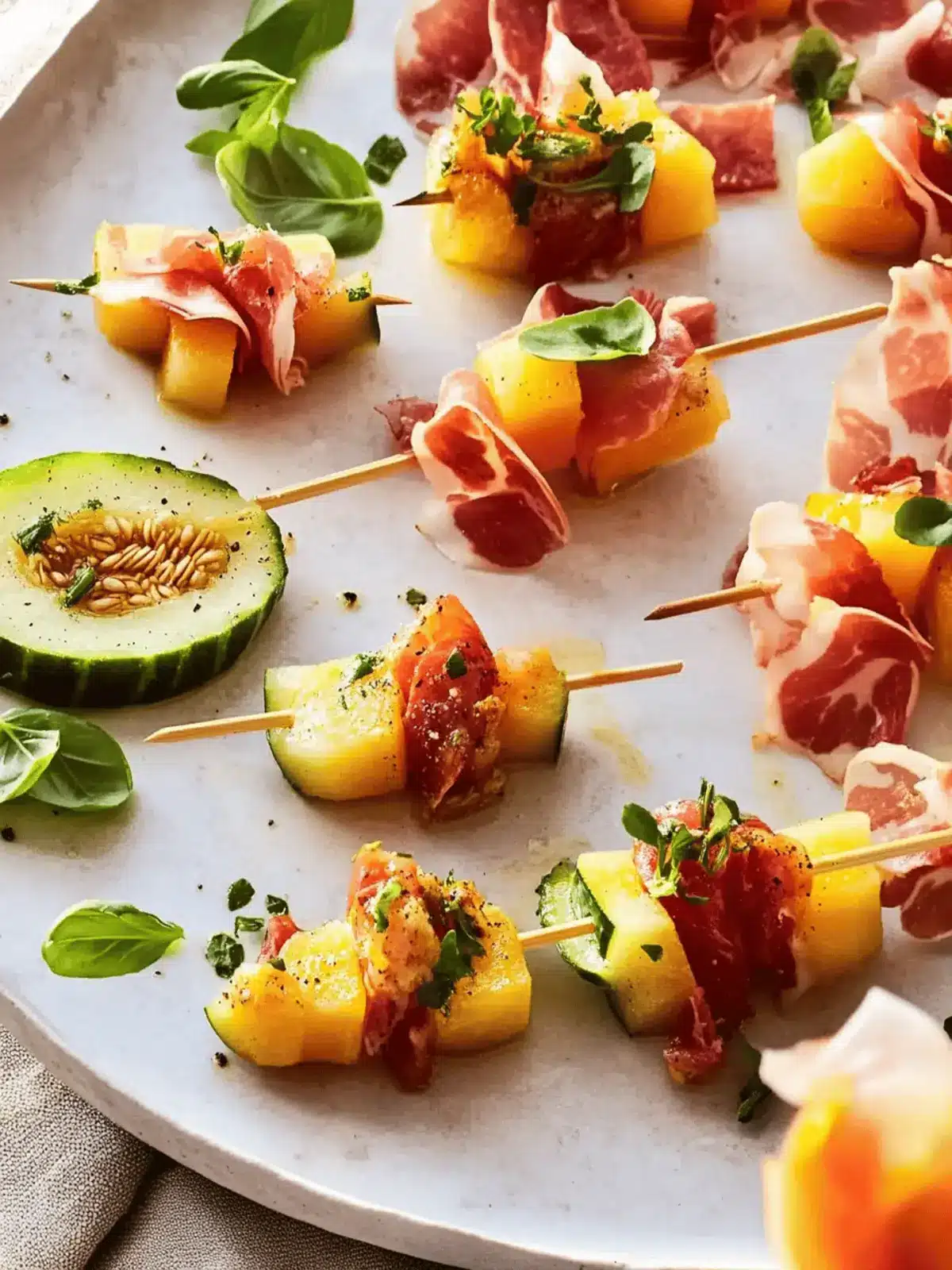 Delicious Pickled Melon and Prosciutto Skewers for Festive Fun 3 Pickled melon and prosciutto skewers