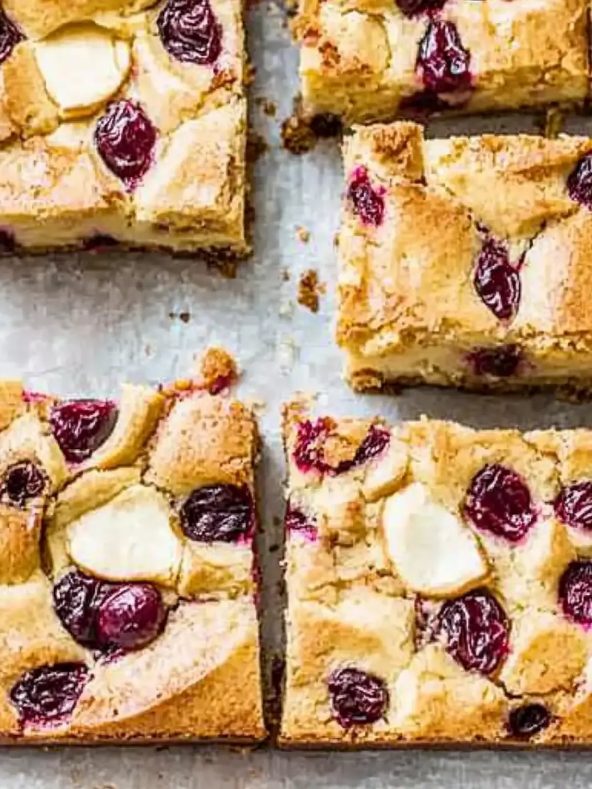 White chocolate cranberry cheesecake blondies