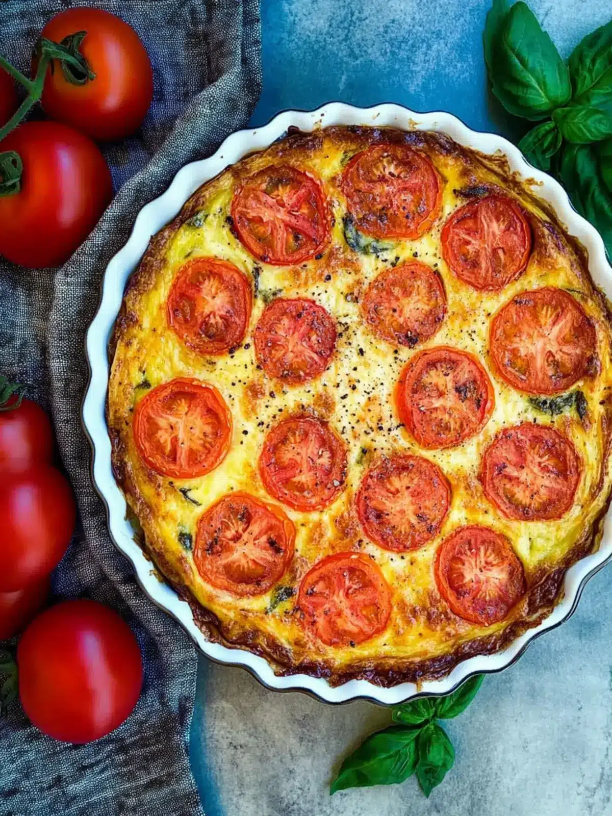 Crustless tomato quiche