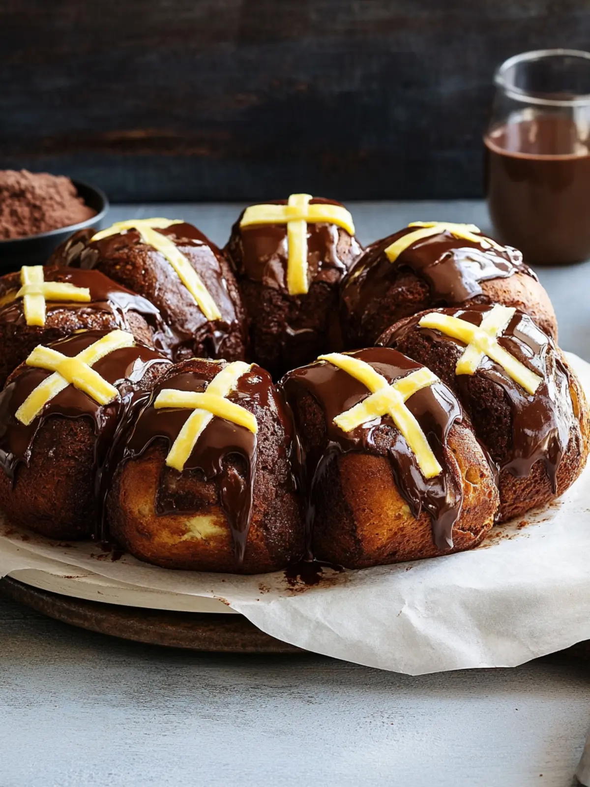 Triple Chocolate Hot Cross Bun Pull Apart for Your Easter Bliss 2 Triple Chocolate Hot Cross Bun Pull Apart