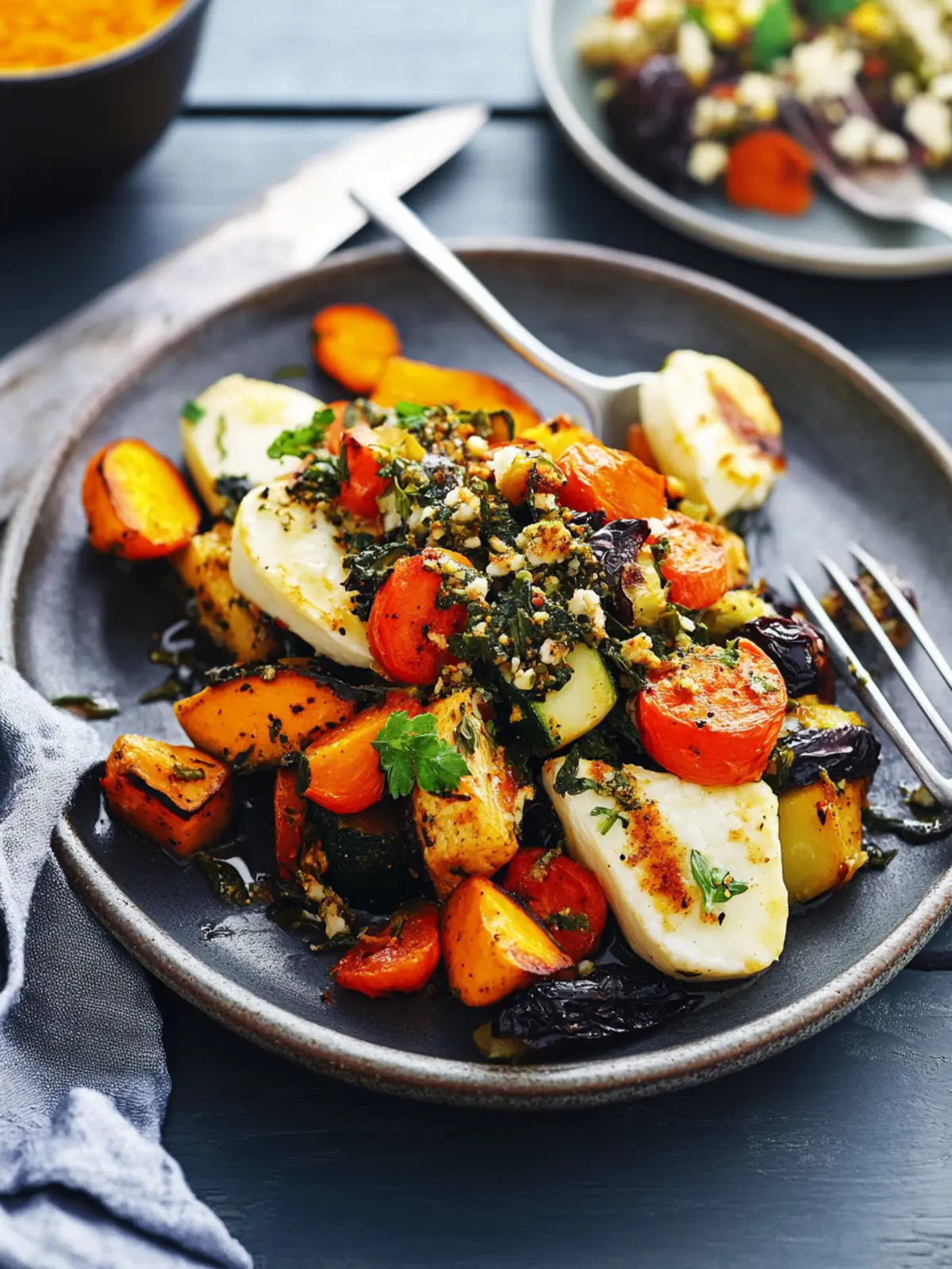 Jewelled Haloumi with Spiced Vegetable Bake