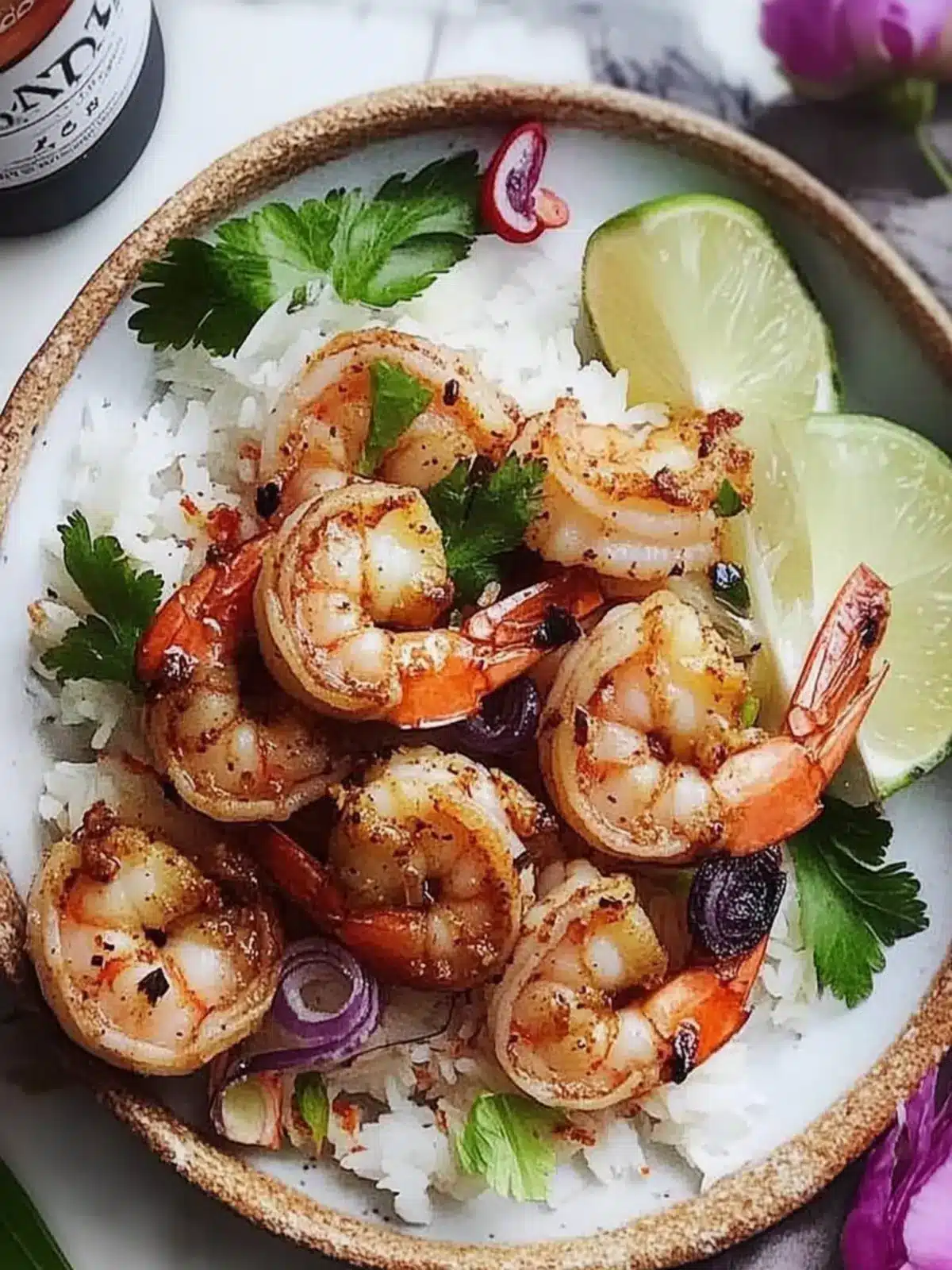 Spiced Garlic Shrimp Over Coconut Rice