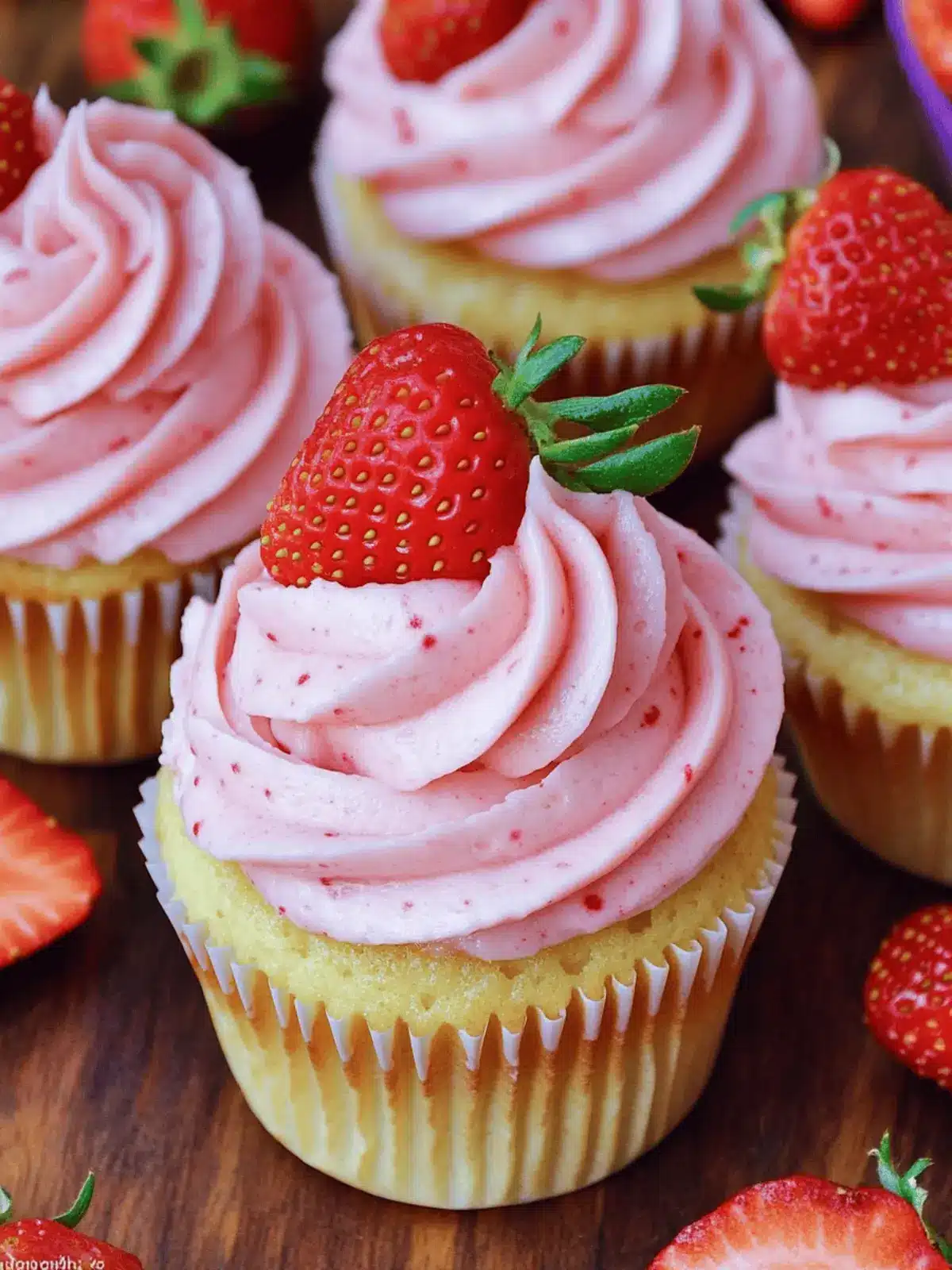 Vanilla Cupcakes with Strawberry Buttercream