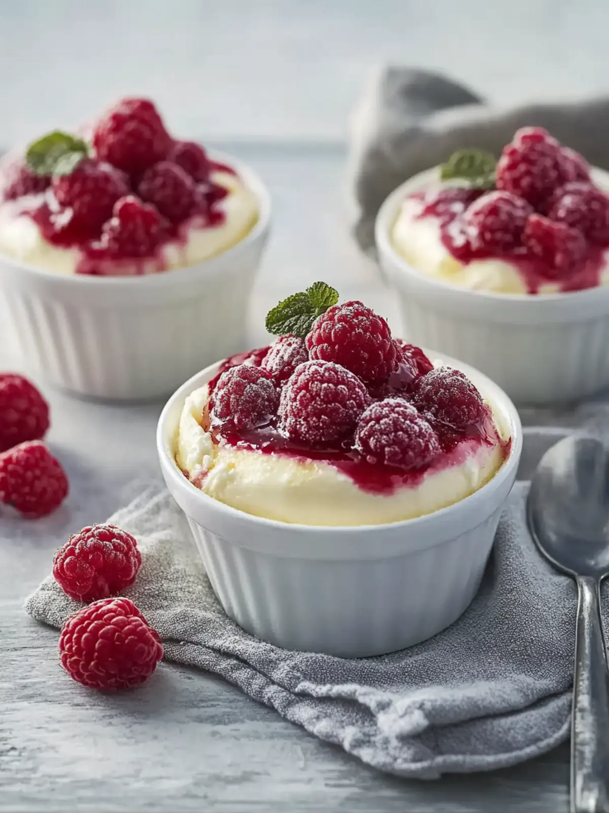 Baked Ricotta And Raspberry Puddings