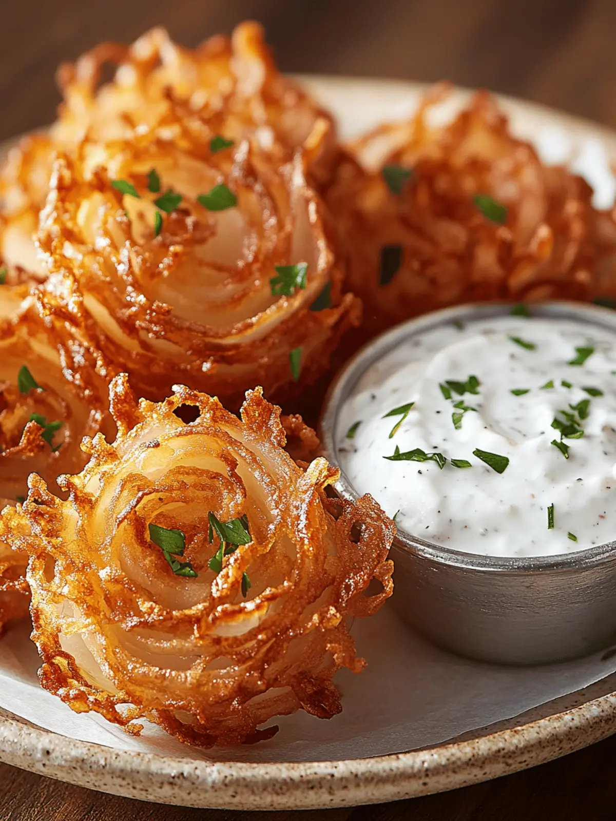 Crispy Mini Bloomin  Onions with Creamy Buttermilk Ranch Dip