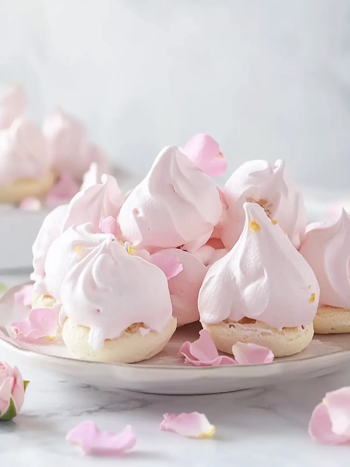 Fluffy Pink Rose Meringues