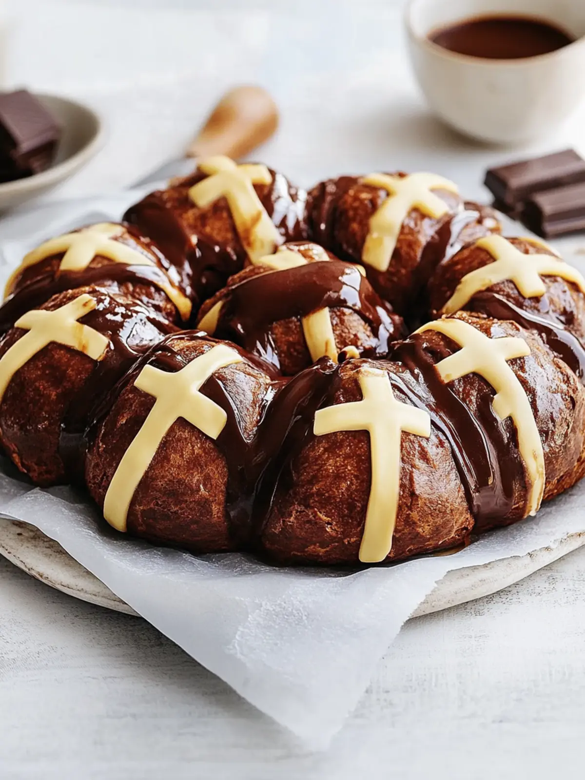 Triple Chocolate Hot Cross Bun Pull Apart for Your Easter Bliss 3 Triple Chocolate Hot Cross Bun Pull Apart