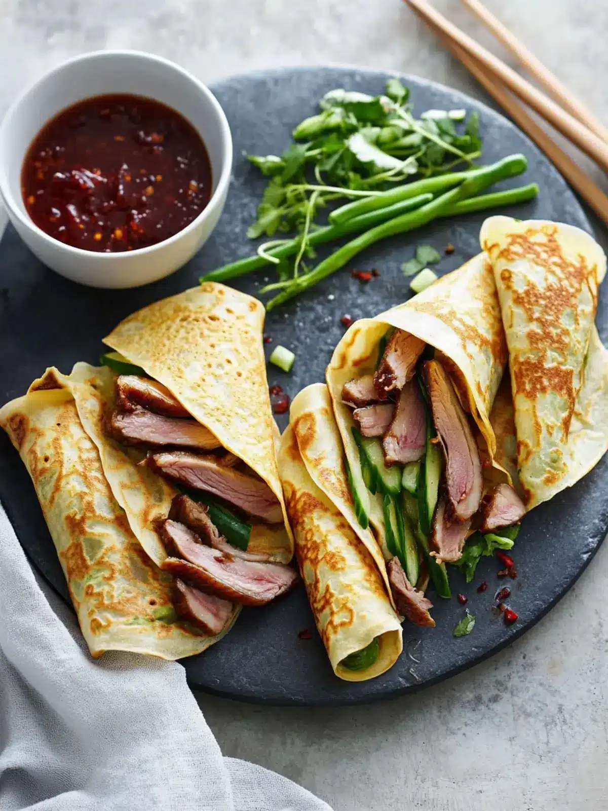 Savory Peking Duck Crepe Wraps for Your Next Celebration 3 Peking Duck Crepe Wraps