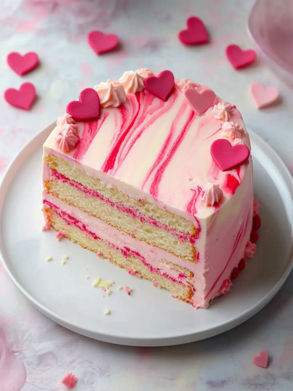 Pink Velvet Cake Marbled Hearts