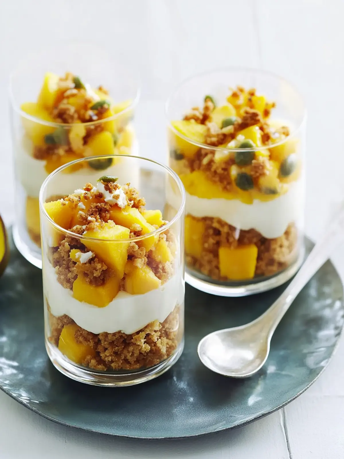 Mango & Passionfruit With Ginger Nut Crumb And Mascarpone