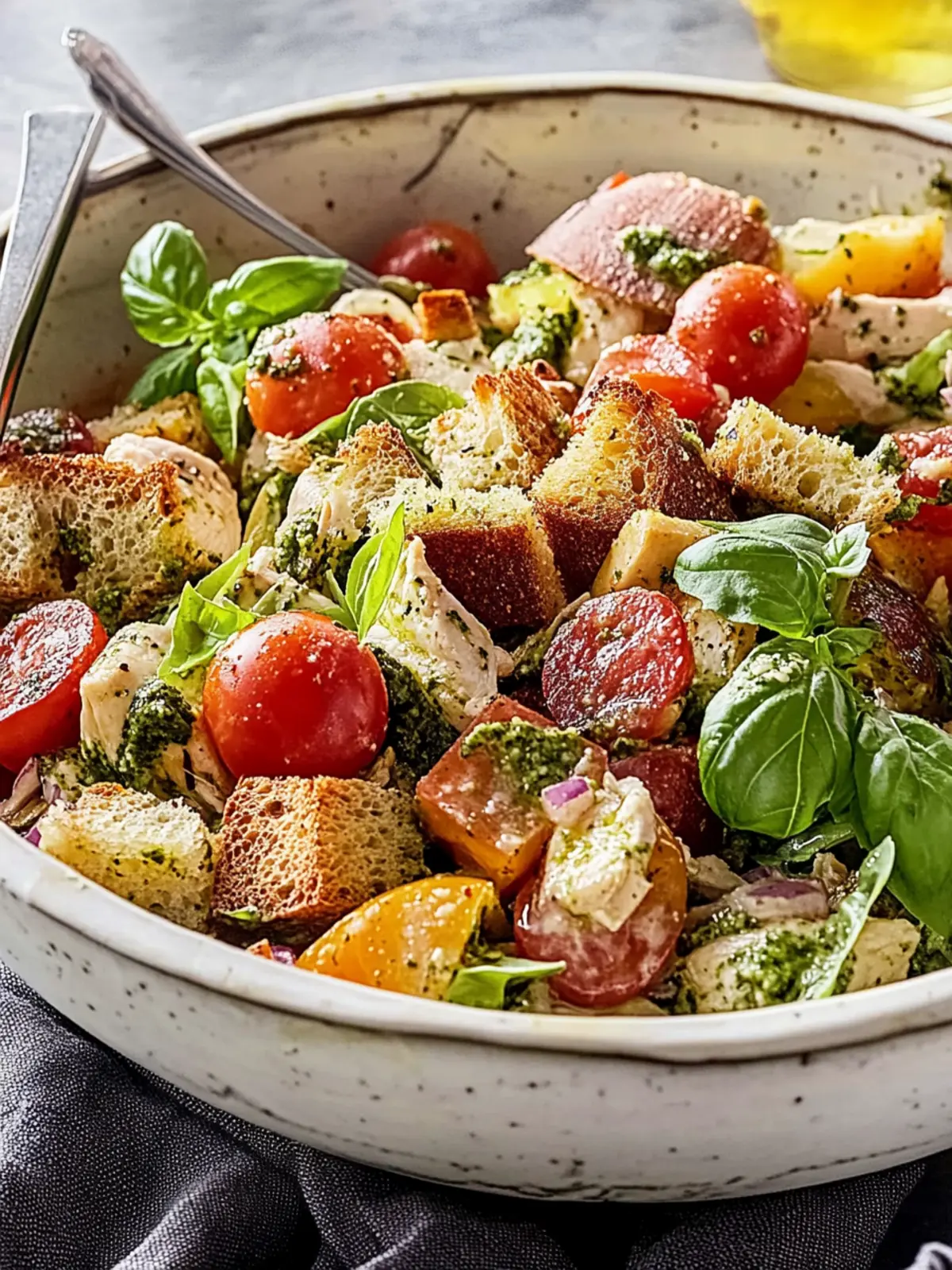 Chicken Pesto Panzanella Salad for a Fresh, Flavorful Twist 3 Chicken Pesto Panzanella Salad