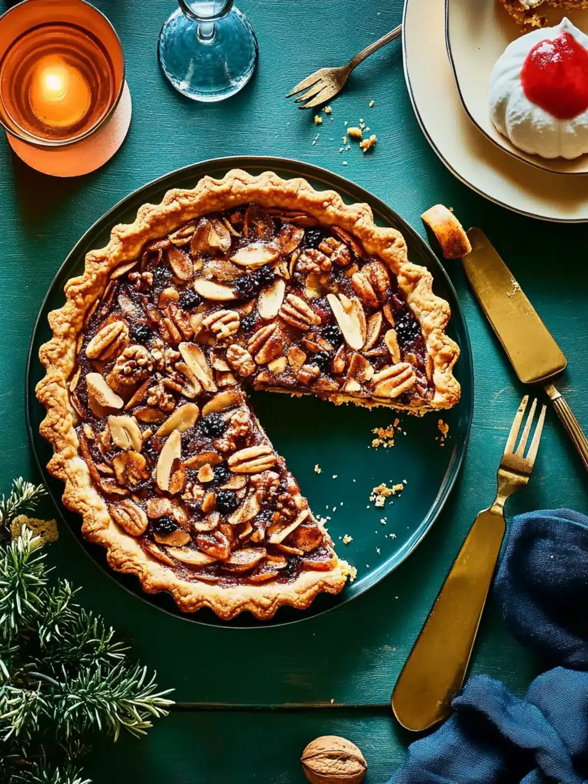 Nepali spiced fruit and nut tart