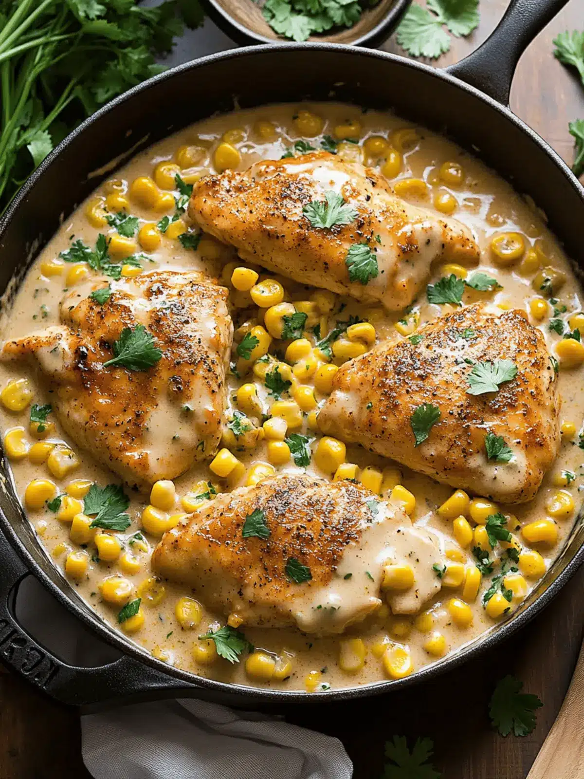 Skillet Creamy Cajun Chicken Lazone with Herby Corn