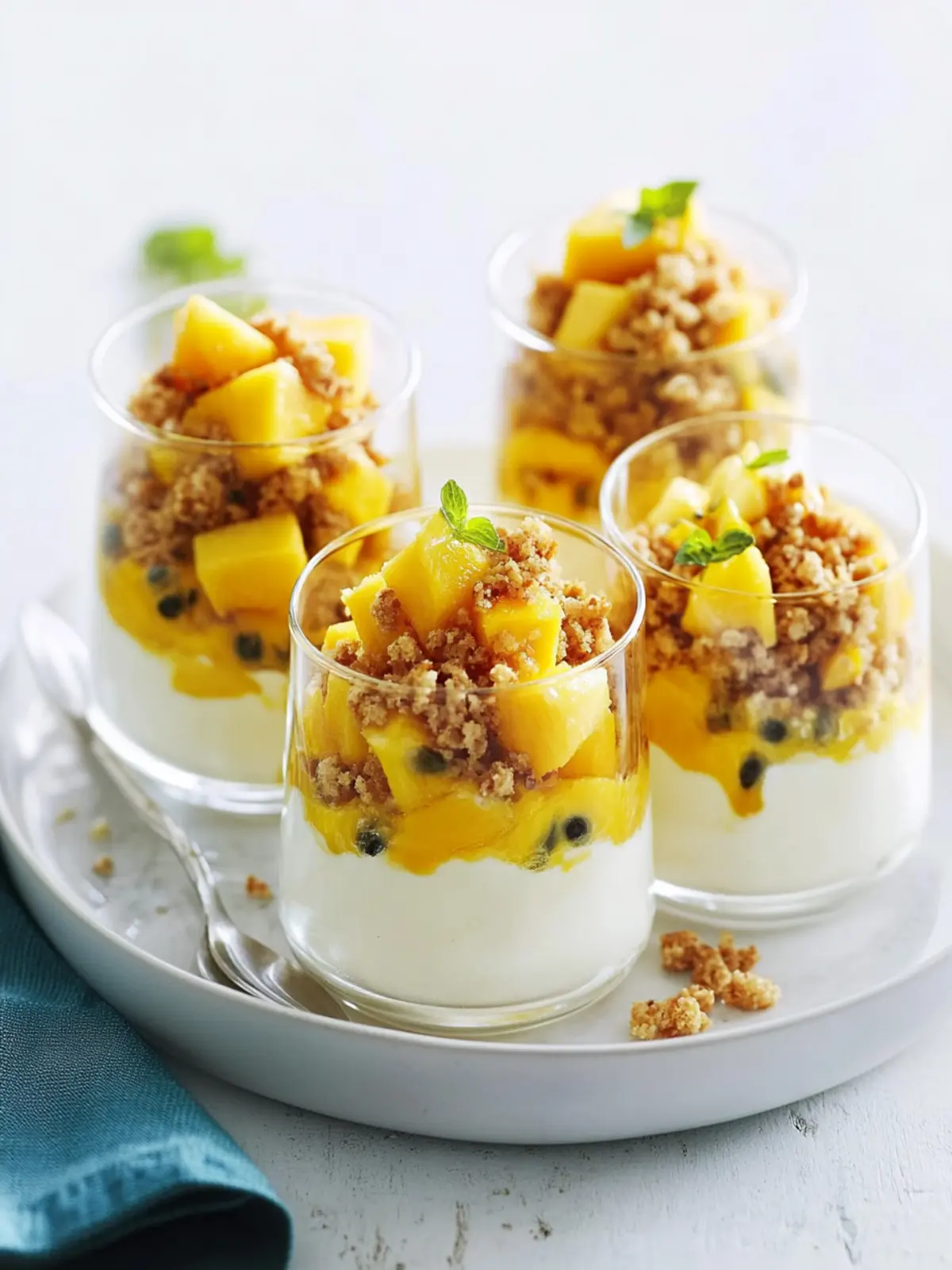 Mango & Passionfruit With Ginger Nut Crumb And Mascarpone