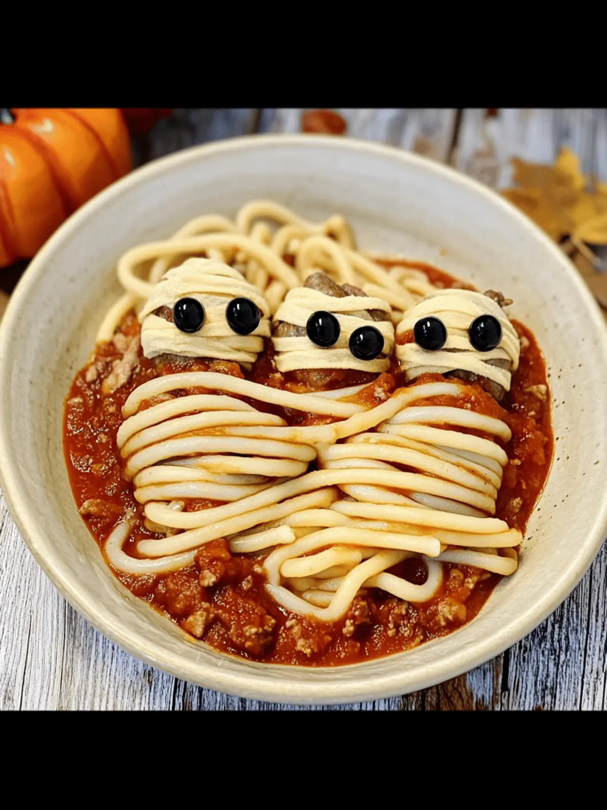 Halloween Italian Mummy Sausages with Bucatini
