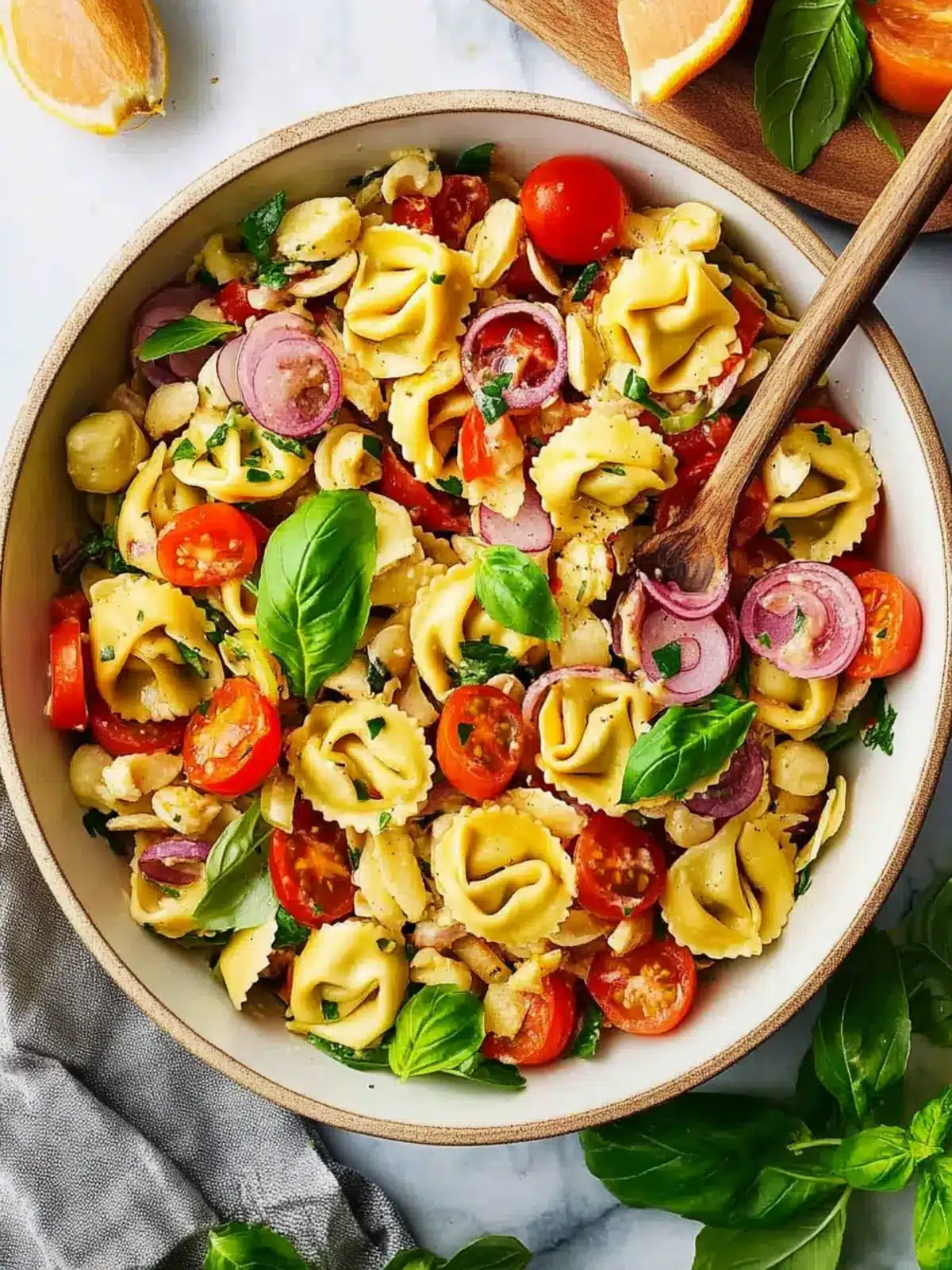 Fresh Tortellini Salad with Veggies and Zesty Italian Dressing 3 Tortellini Salad