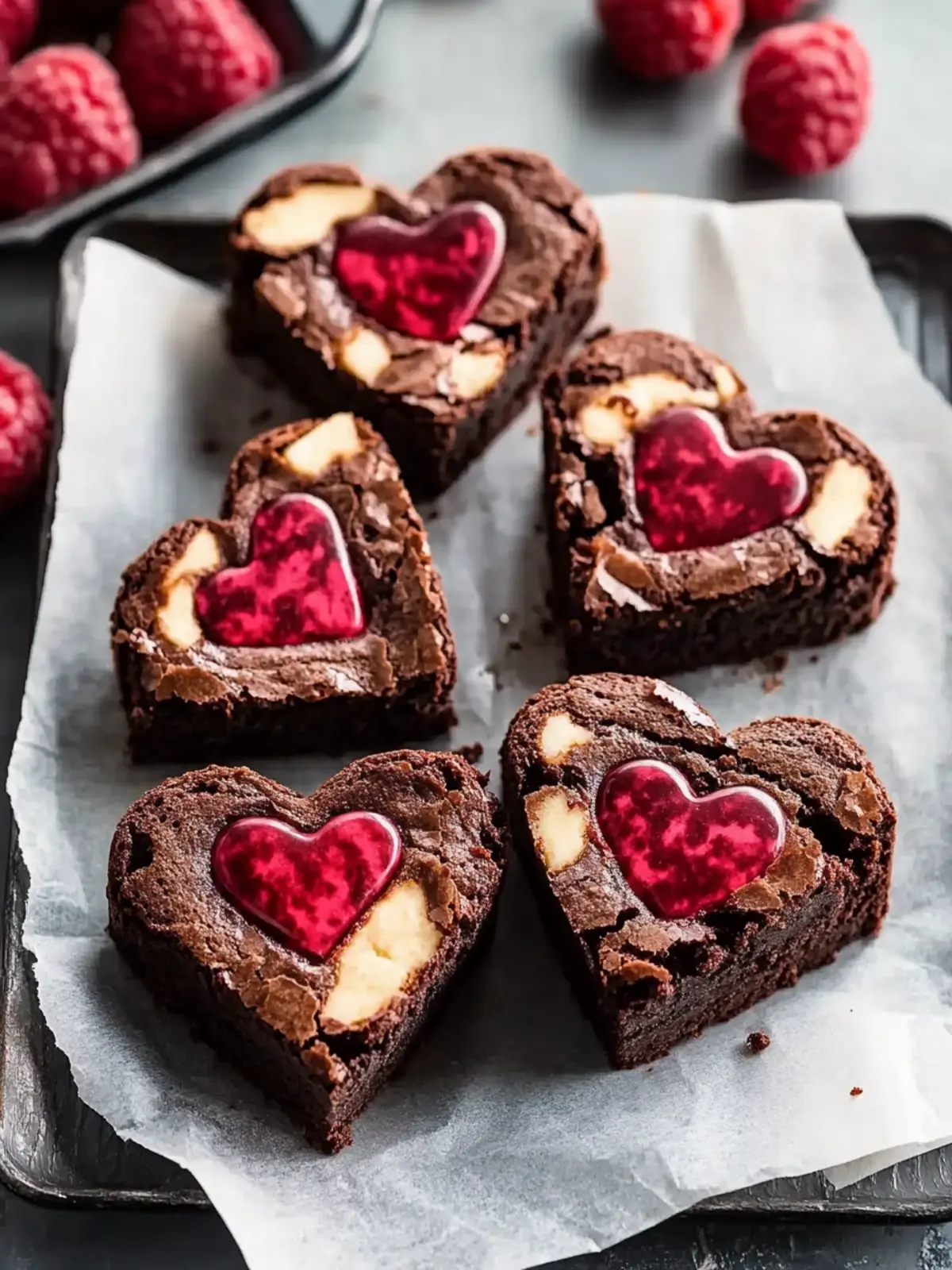 Delicious Heart Shaped Brownies with Raspberry Swirl Delight 2 Heart Shaped Brownies