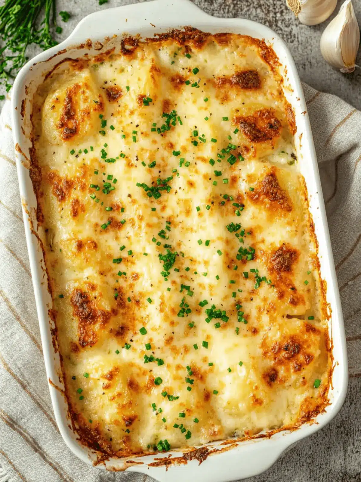 Roasted Garlic Potatoes Au Gratin