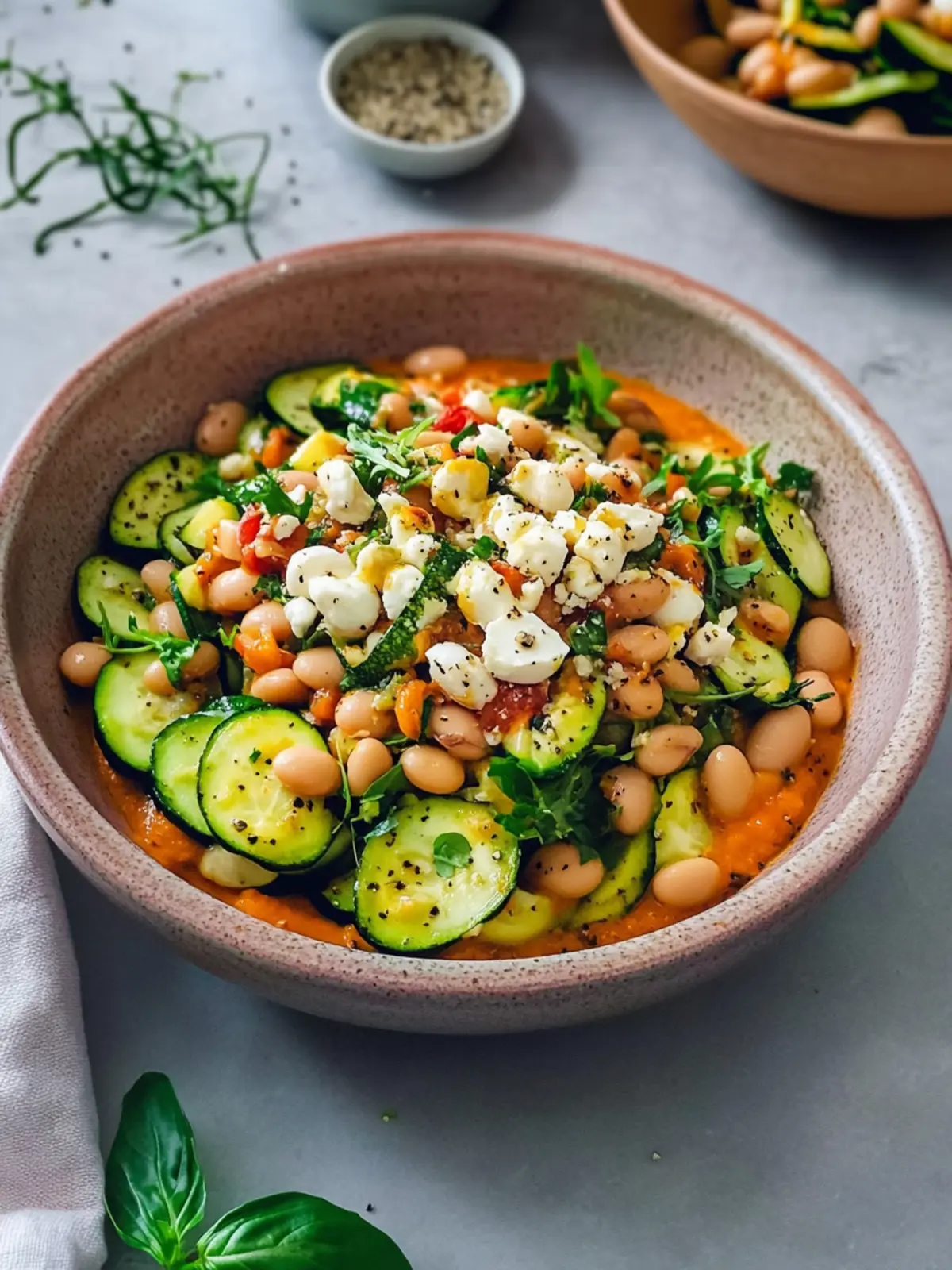 Zucchini Butter Bean Salad with Romesco Sauce for Summer Bliss 3 Zucchini Butter Bean Salad With Romesco Sauce