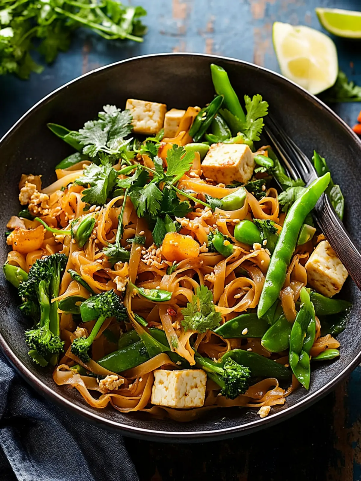 Tofu And Green Vegetable Pad Thai