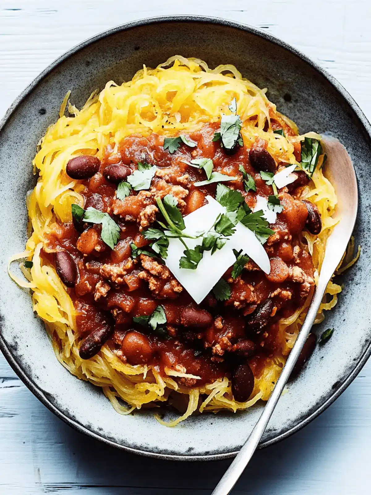 Spiced Turkey Chili with Spaghetti Squash
