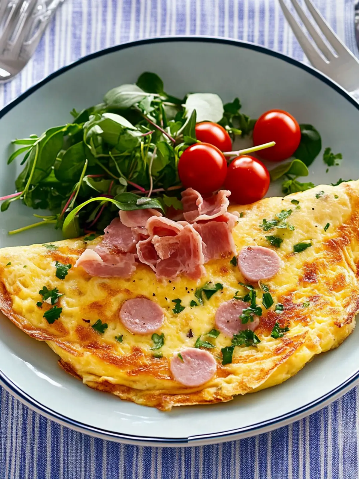 Fluffy Cheese And Ham Omelette in Just 10 Minutes! 2 Fluffy Cheese And Ham Omelette