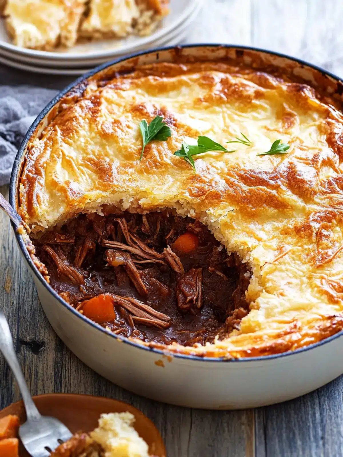 One Pot Pulled Beef Brisket Pie