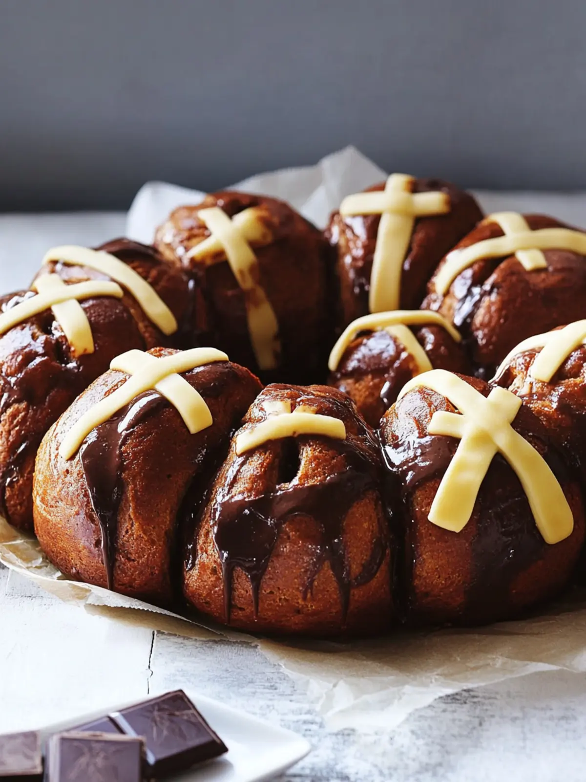 Triple Chocolate Hot Cross Bun Pull Apart for Your Easter Bliss 4 Triple Chocolate Hot Cross Bun Pull Apart