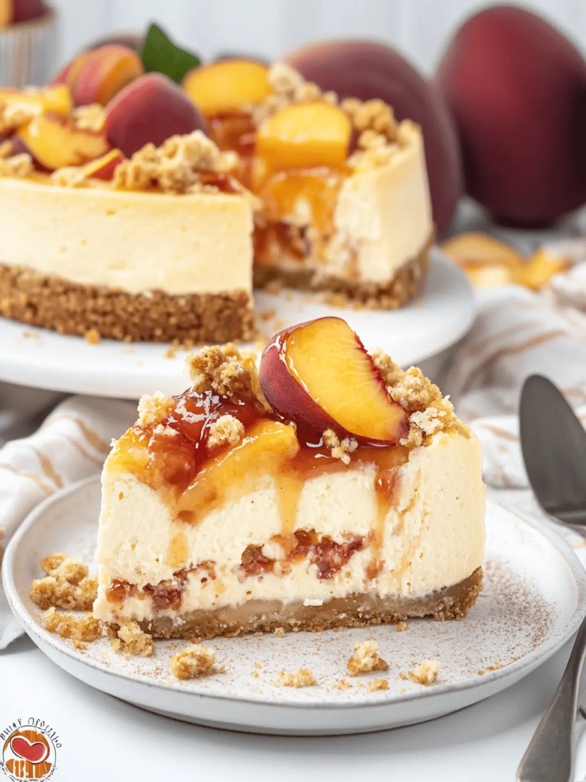 Indulgent Peach Cobbler Cheesecake with Crunchy Topping 3 Peach Cobbler Cheesecake