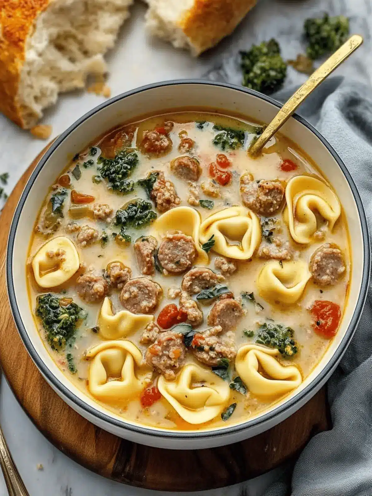 Spicy Italian Sausage and Tortellini Soup
