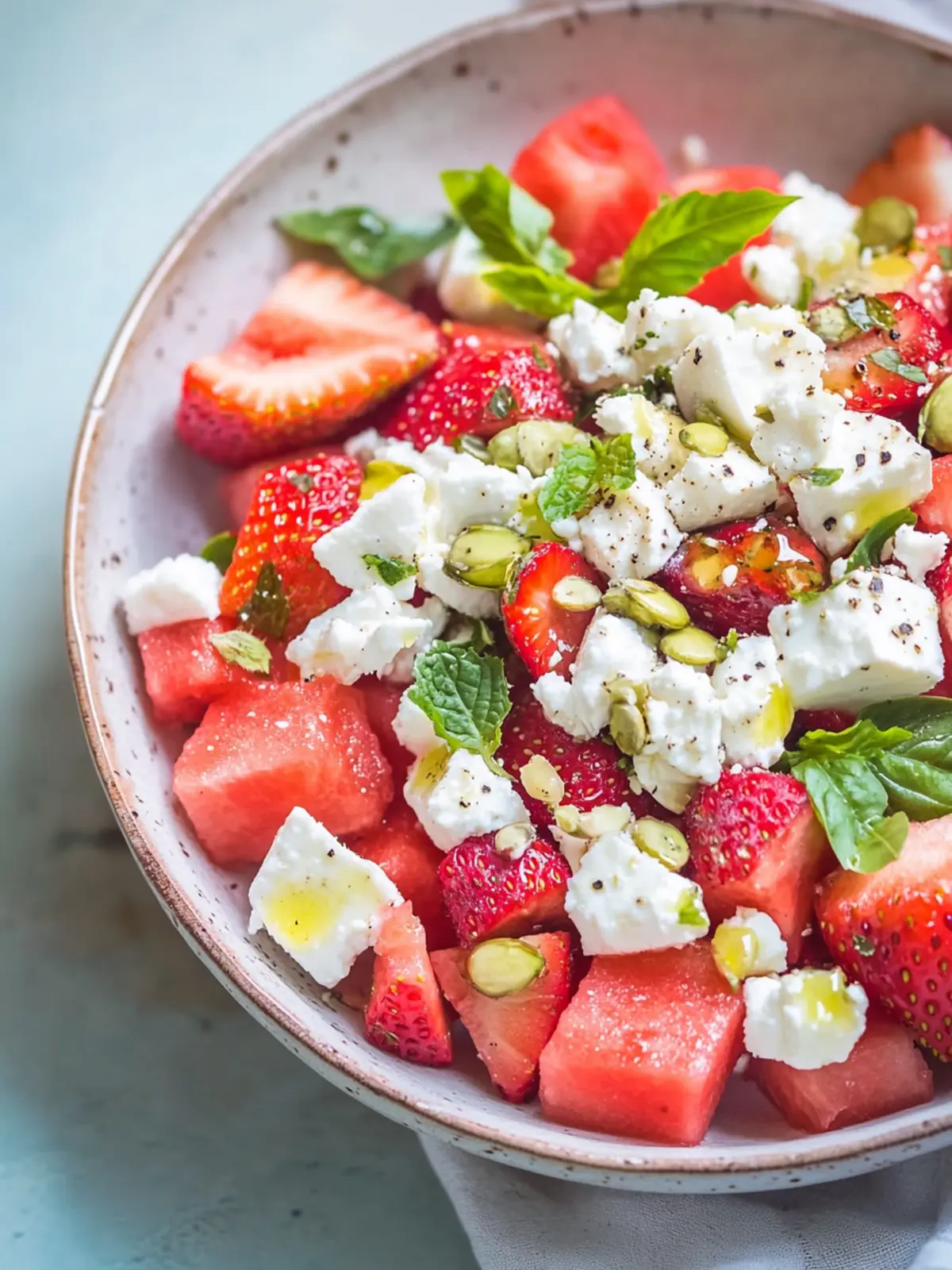 Watermelon, Strawberry and Feta Salad