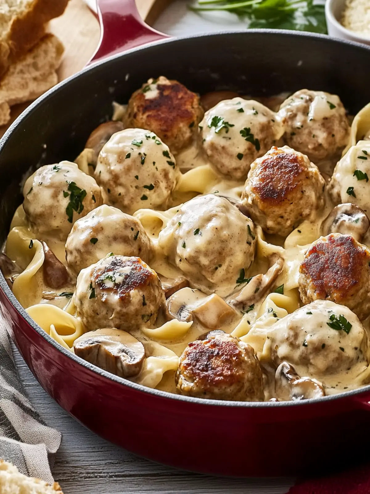 Succulent Chicken Meatballs in Creamy Mushroom Sauce Delight 2 Chicken Meatballs In A Creamy Mushroom Sauce