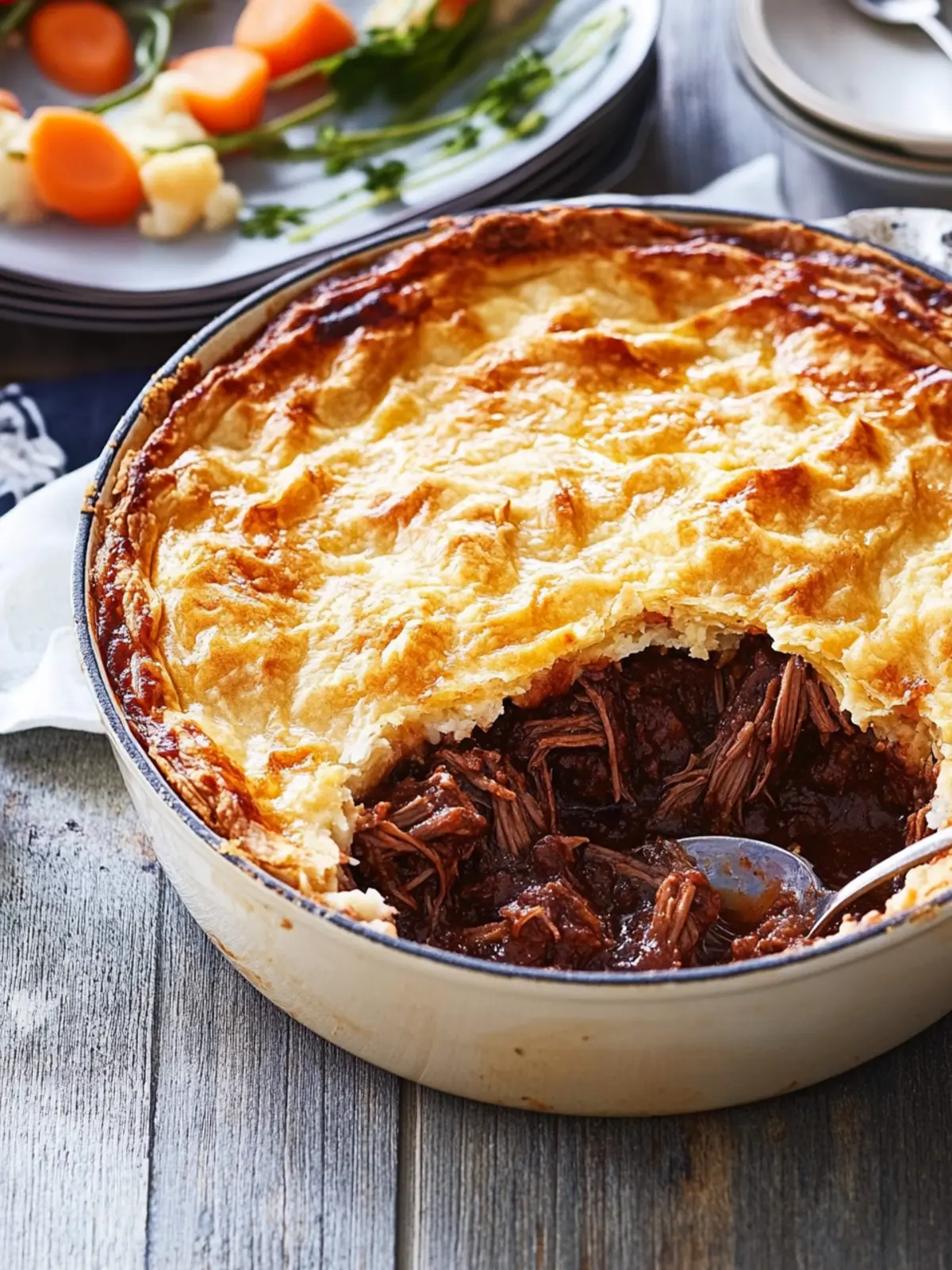 One Pot Pulled Beef Brisket Pie