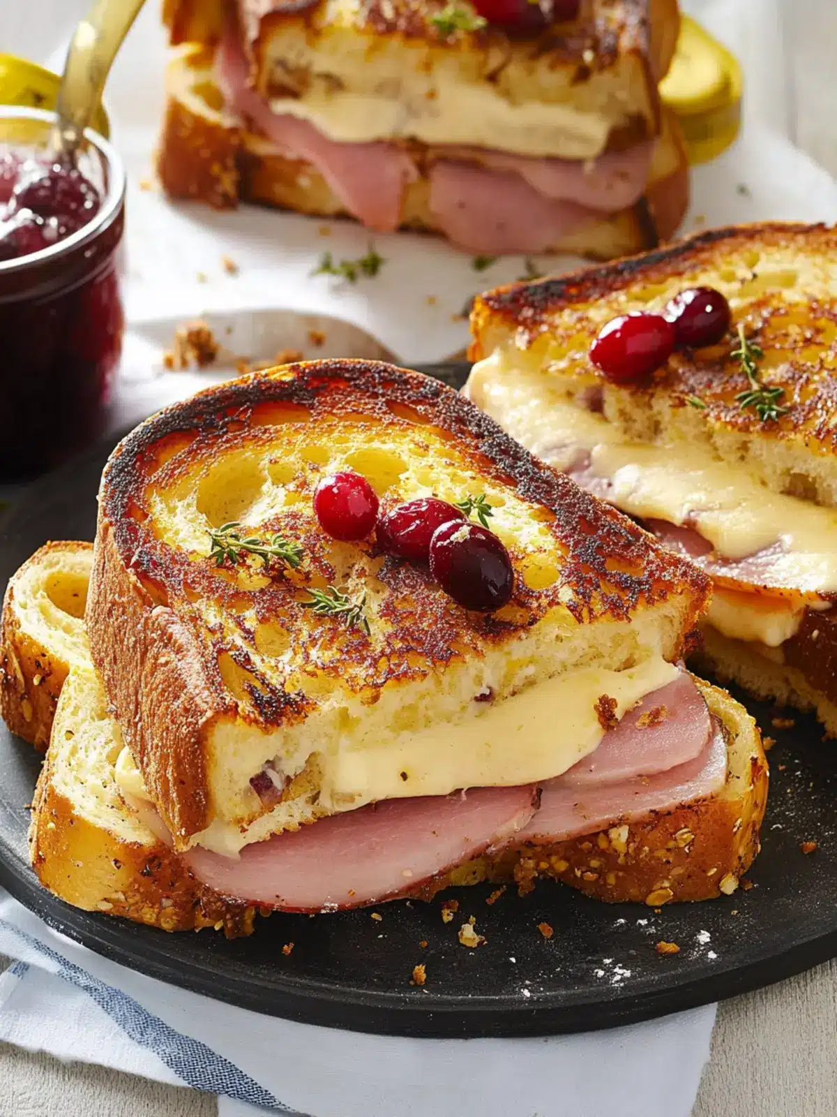 Ham, Cranberry and Camembert French Toasts