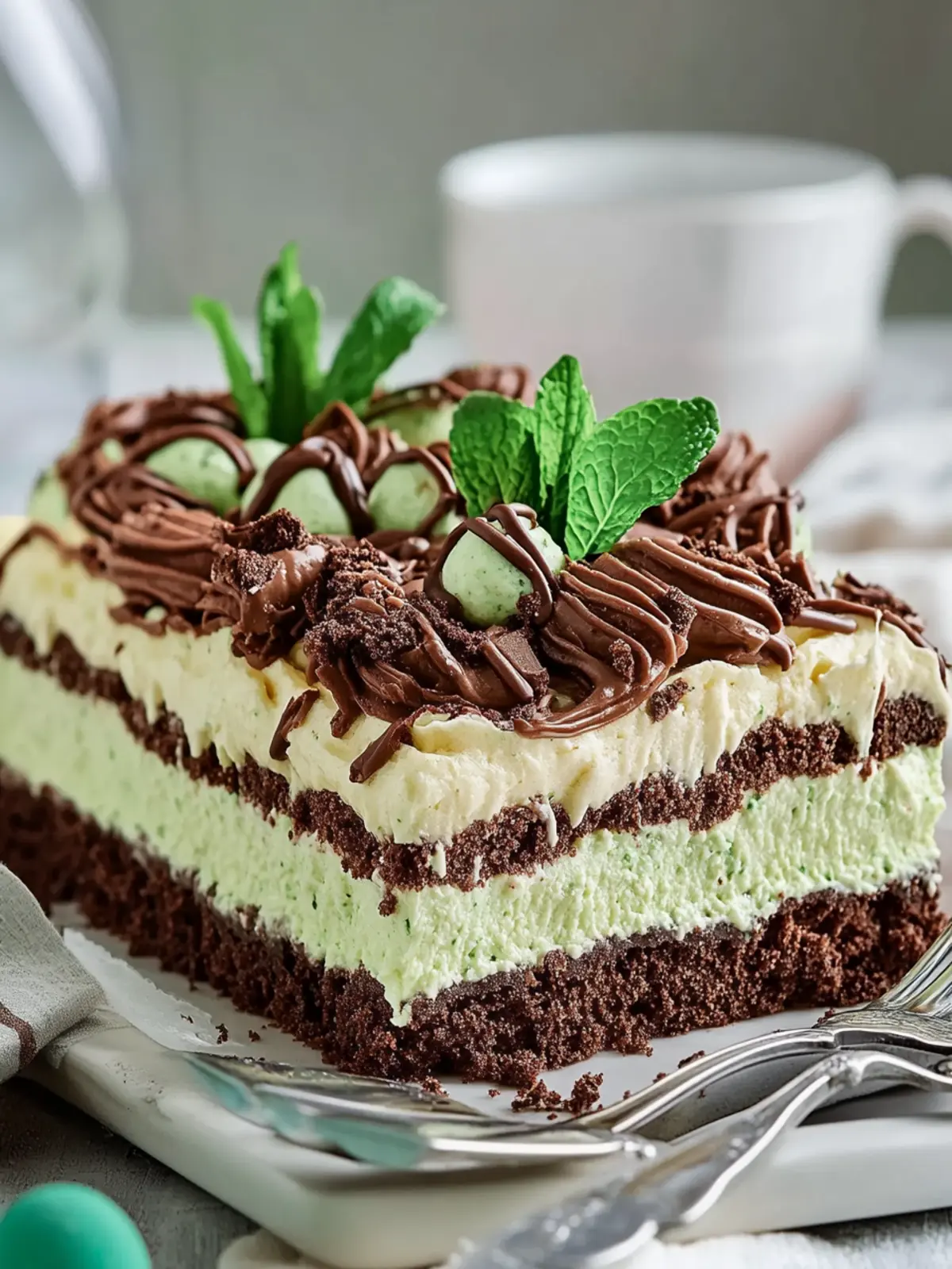 Choc Mint Crackle Cheesecake Lasagne