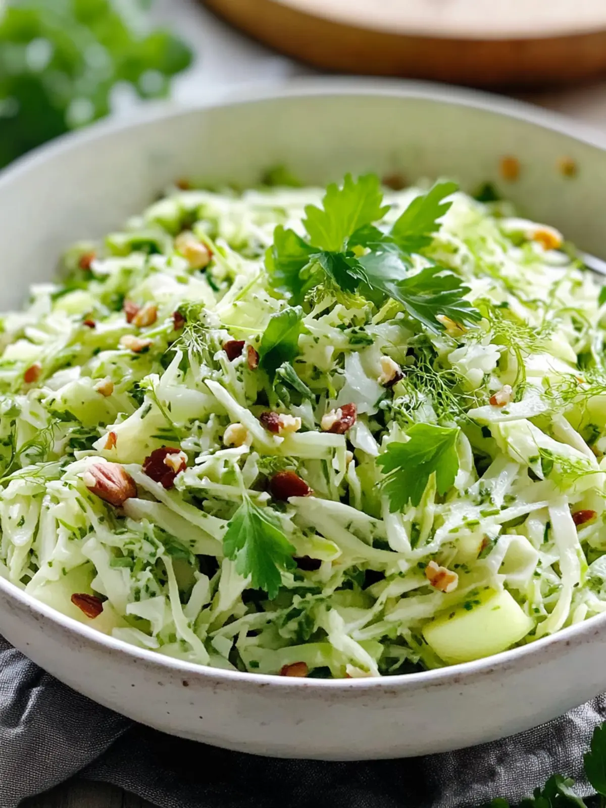Fennel, Apple and Cabbage Slaw with Green Mayonnaise Bliss 2 Fennel, Apple and Cabbage Slaw with Green Mayonnaise