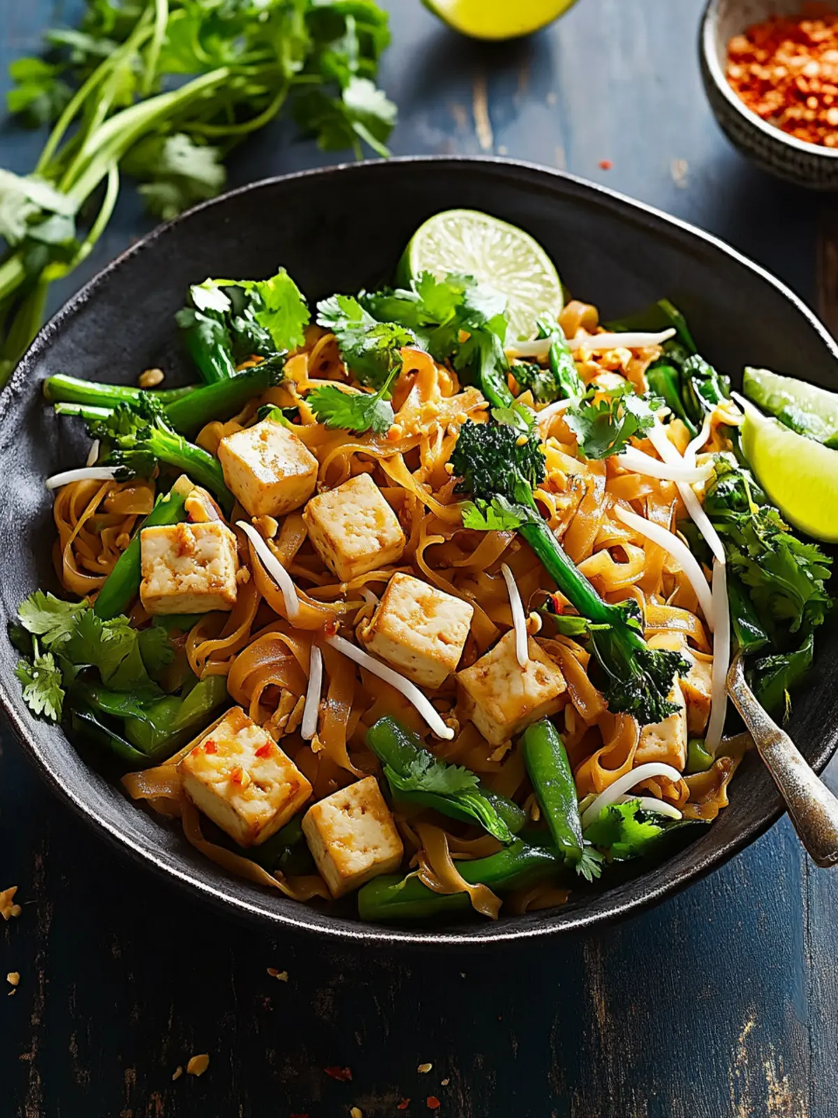 Tofu And Green Vegetable Pad Thai