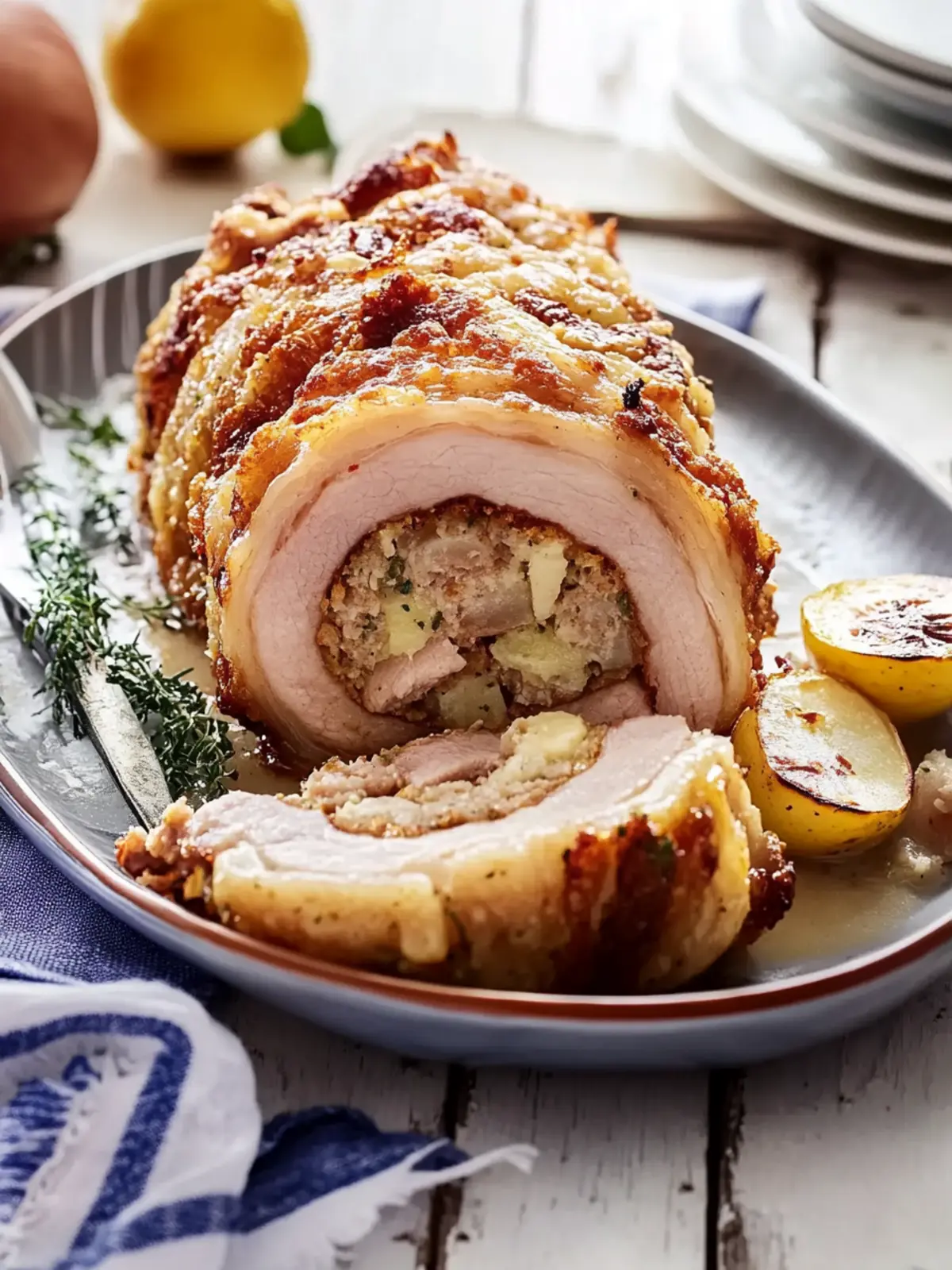 Crispy Rolled Pork With Easy Herb Stuffing
