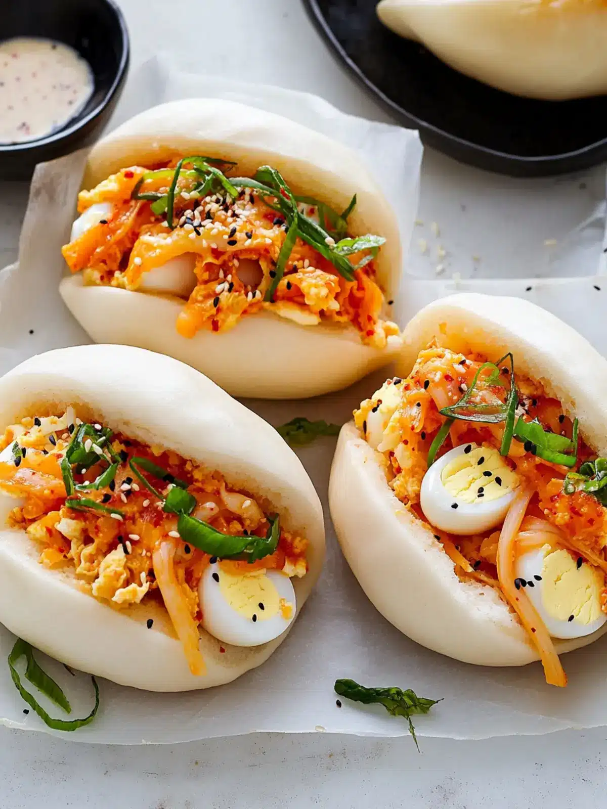 Kimchi and Cheese Egg Salad Baos