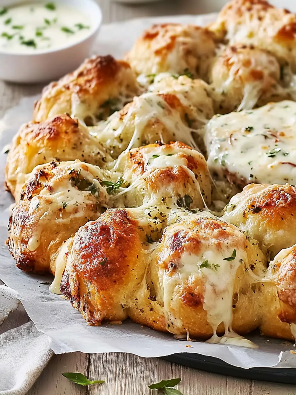 Garlic and Herb Monkey Bread with Hot Cheesy Dip