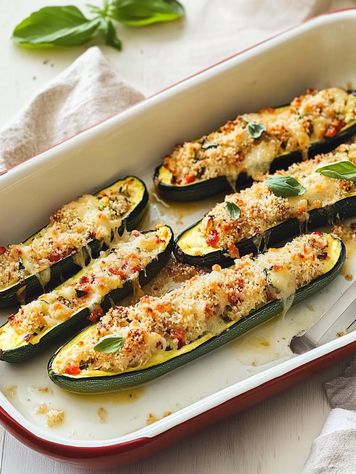 Stuffed Zucchini Parmesan Boats