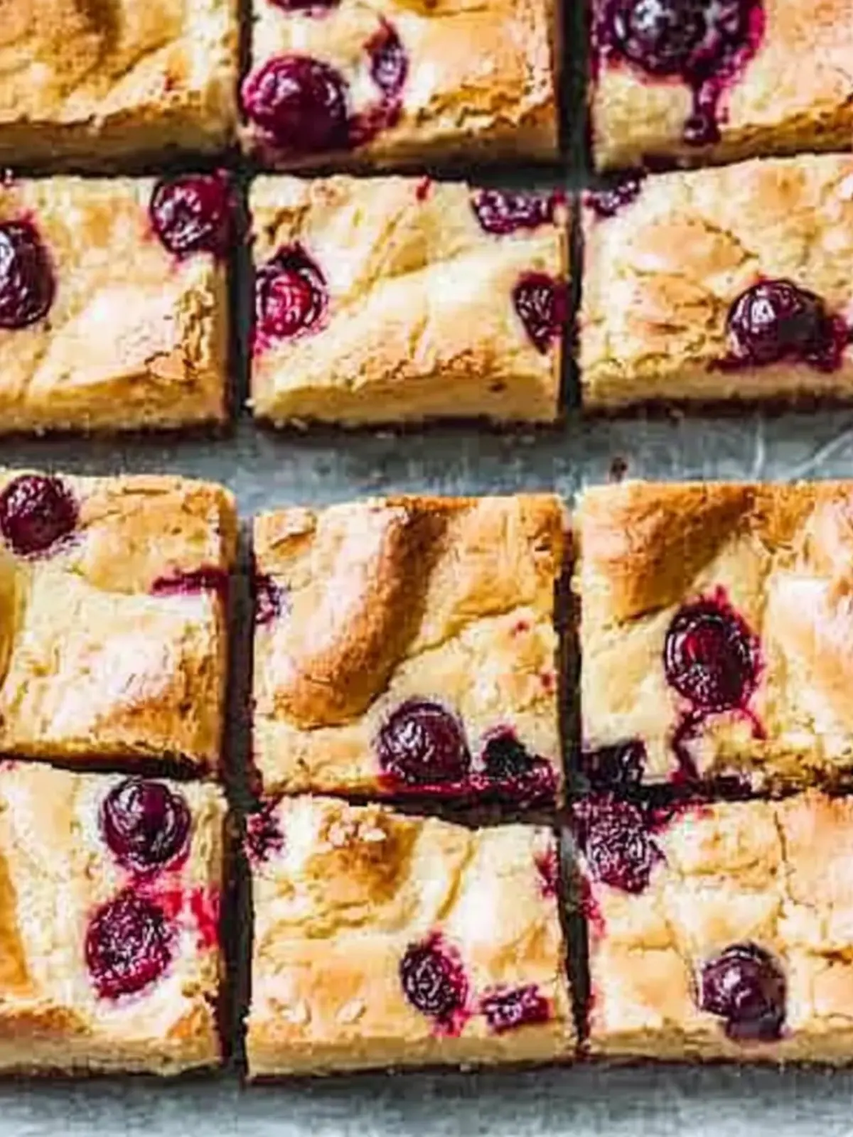 White chocolate cranberry cheesecake blondies