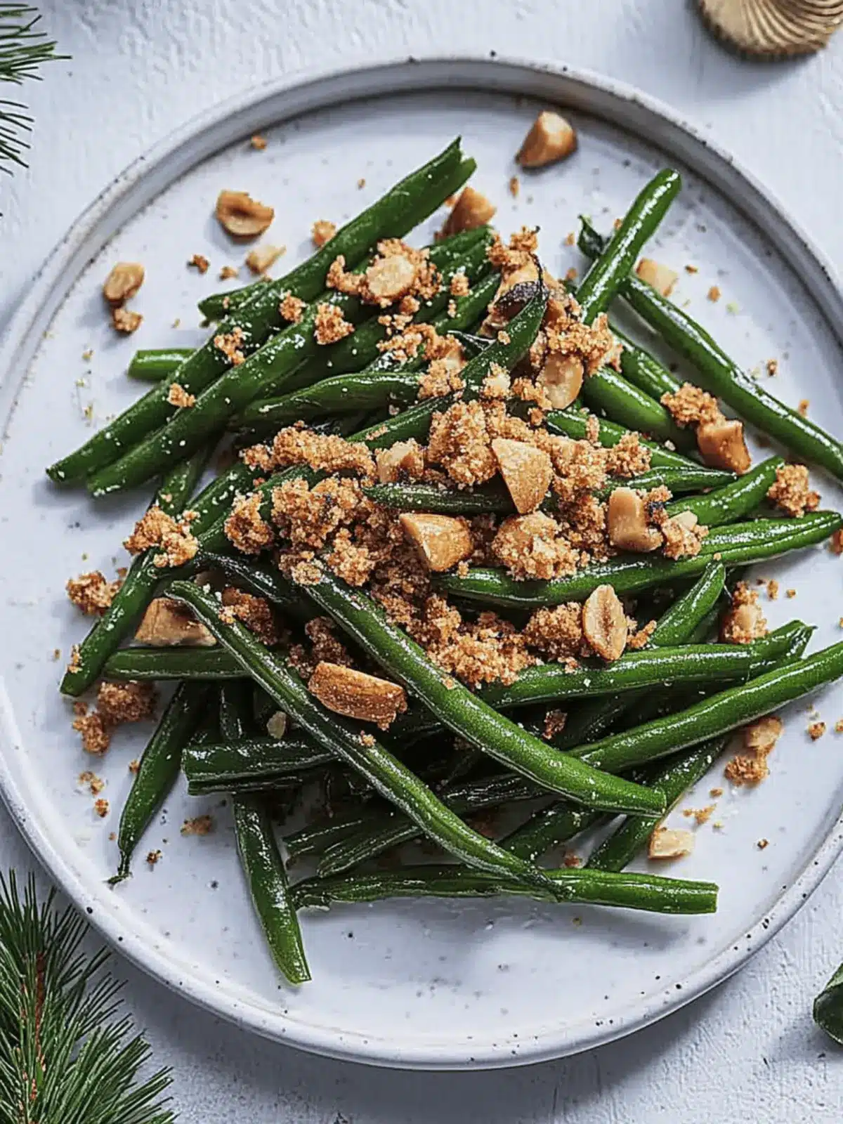 Grilled Green Beans with Gingerbread Nut Crumb