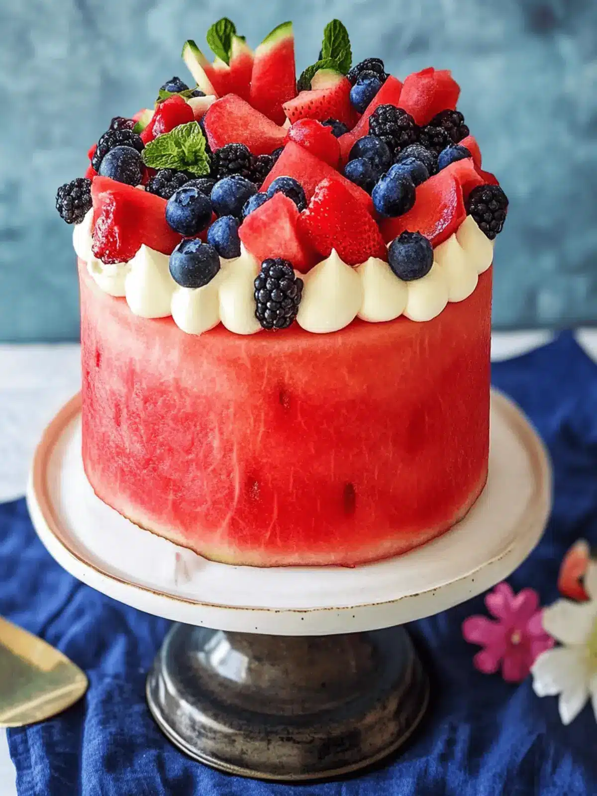 How to Make the Most Adorable Fresh Watermelon Cake Today 4 How to Make the Most Adorable Fresh Watermelon Cake with Summer Berries