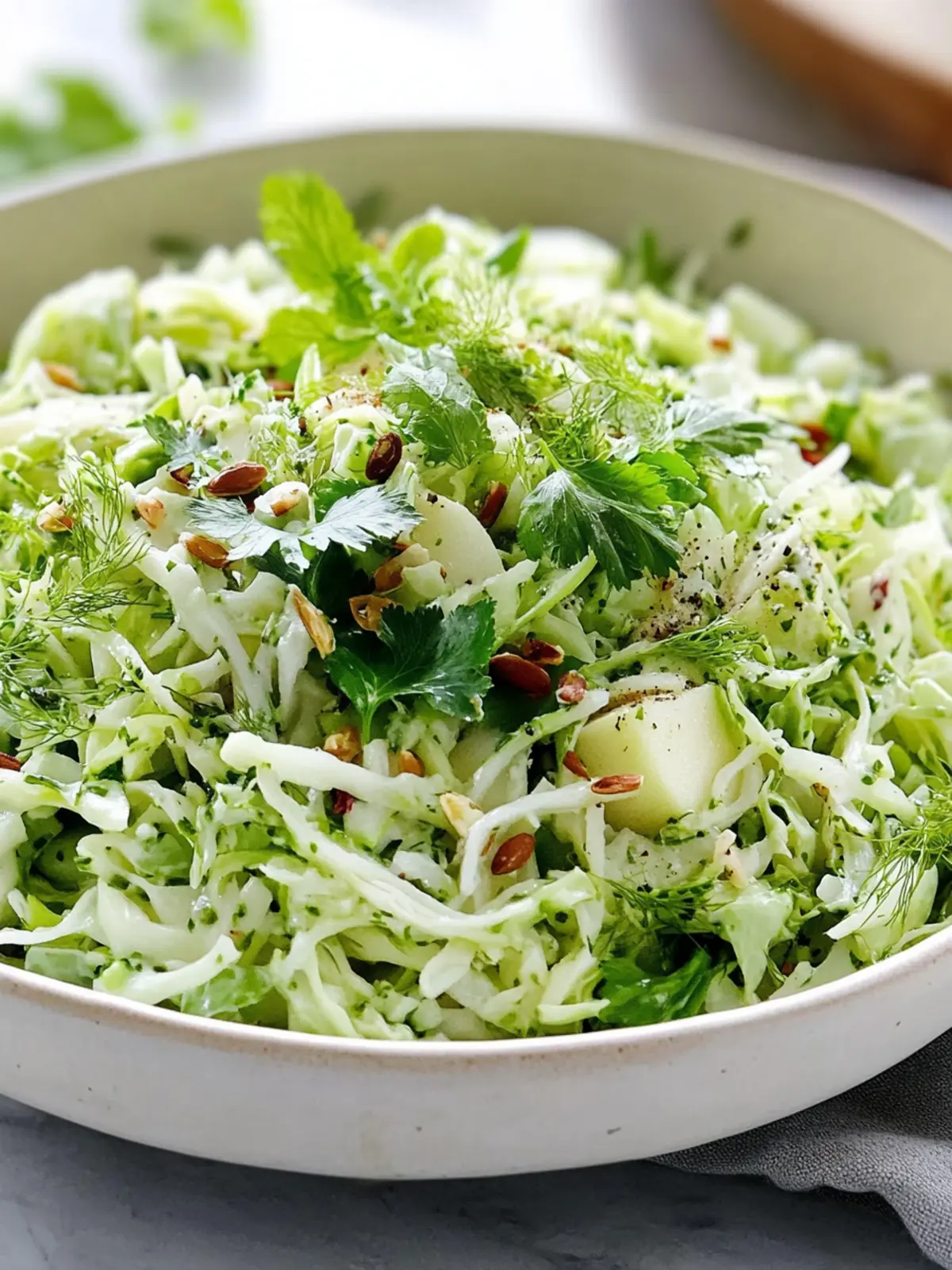 Fennel, Apple and Cabbage Slaw with Green Mayonnaise Bliss 3 Fennel, Apple and Cabbage Slaw with Green Mayonnaise